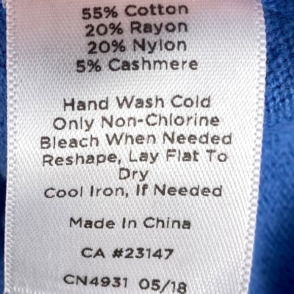 Talbots Sz XL 14 16 Cardigan Sweater Blue Career Casual Cotton Cashmere - Picture 6 of 6